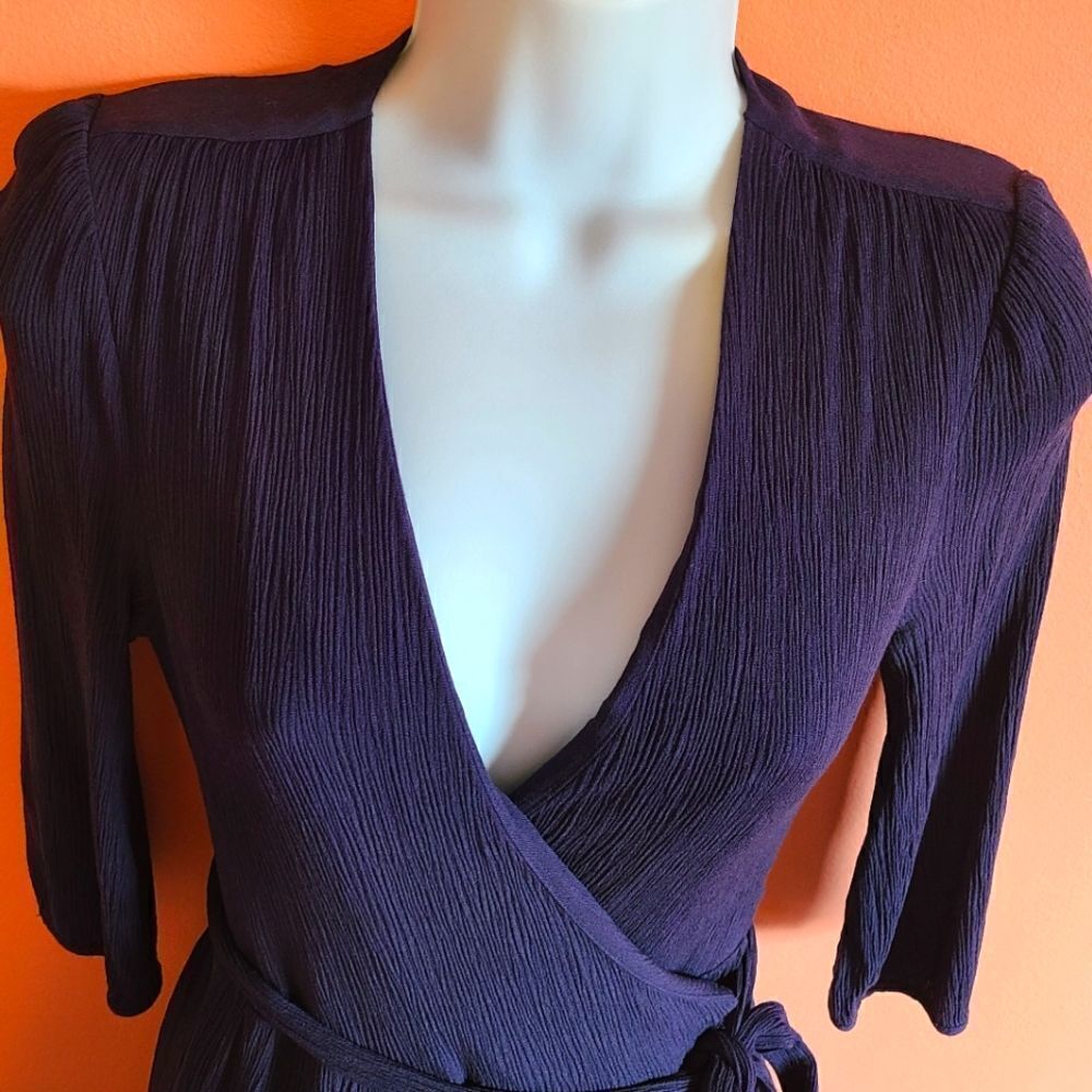 Boden Aurora Navy Blue Midi Wrap Dress Size 2R - Picture 6 of 11